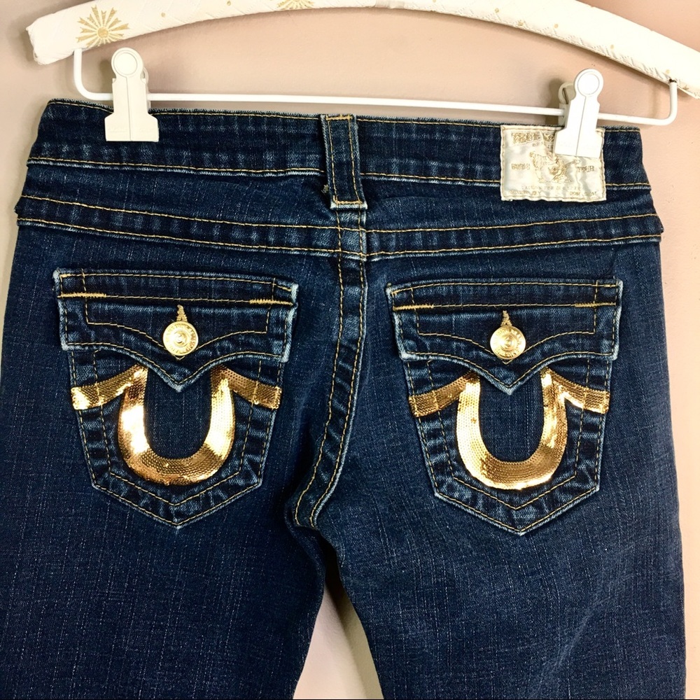 True religion billy gold sequin denim jeans 26